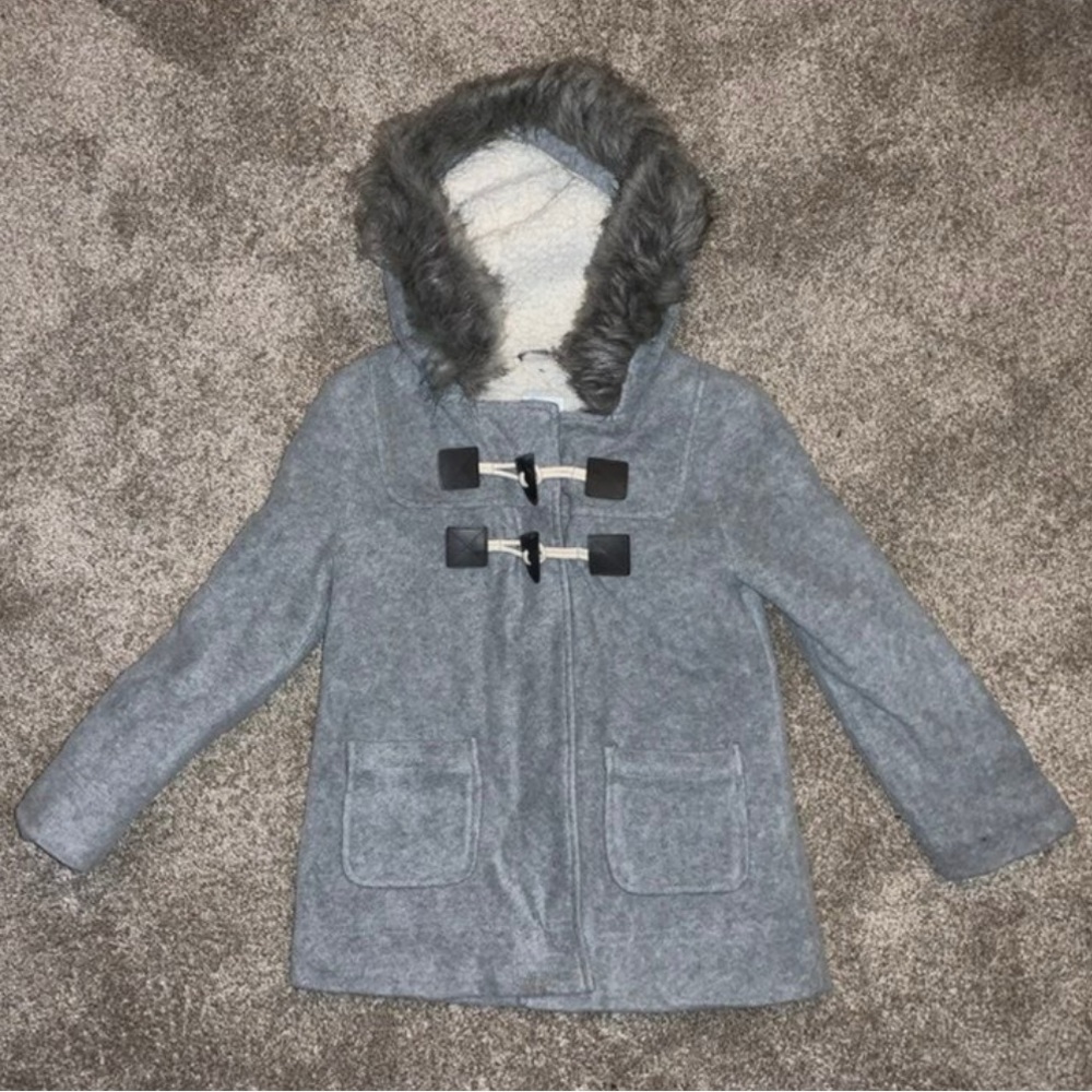Gray Hooded Winter Coat Jacket Old Navy Girls - 6-7